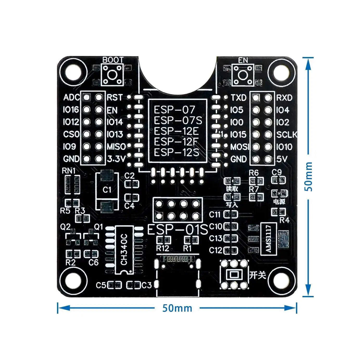 ESP8266 ESP-WROOM-32 ESP32-WROVER Development Board Test Programmer Socket Downloader for ESP-01 ESP-12F ESP-07S ESP-12S ESP32