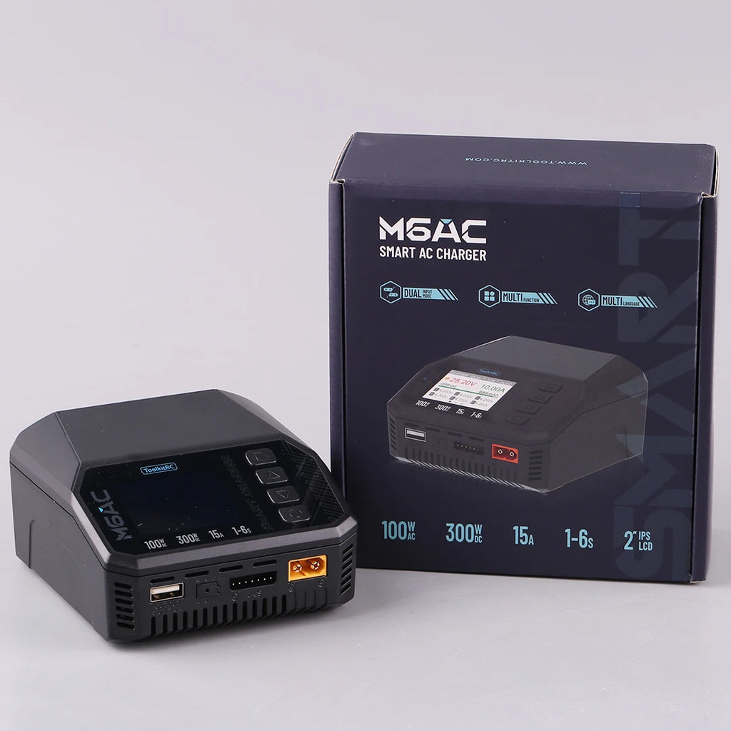 ToolkitRC M6AC 15A 300W Multifunctional LiPo Battery Charger Smart 1-6S Balance for RC Models - High Power RC Accessory