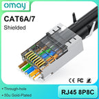 CAT7 Shielded 10Gbps STP RJ45 Modular Plug Connector with Load Bar, 50μ Gold-plated Support 23-26AWG