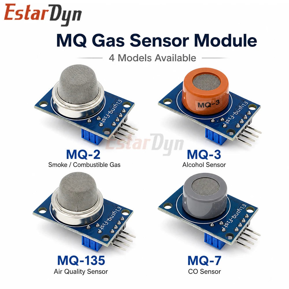 Estardyn MQ-2/MQ-3/MQ-7/MQ-135 Gas Sensor Module Smoke Methane LPG Leakage Detector for Smart Home Gas Alarm DIY Kit