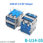 5PCS  USB Connector 3.0 A-type Female Socket AF Type 90 Degree Side Plug 180 Degree USB 3.0 B-port Printer Data