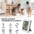 LCD Digital Thermometer Hygrometer Wireless Weather Station Thermo-hygrometer 328ft Remote Sensor  Resolution for Home Garden