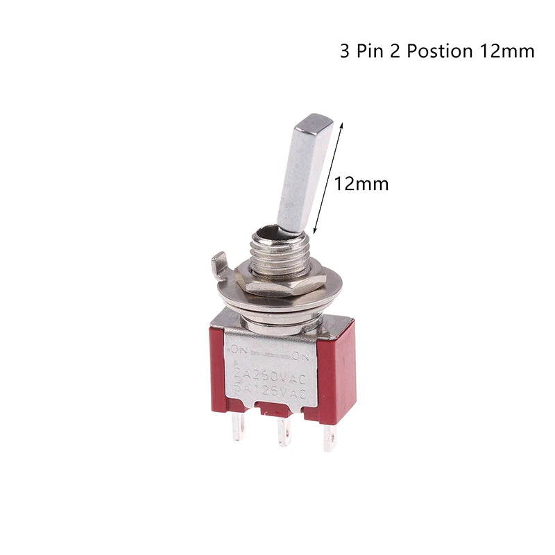 Toggle Switch 3Pin 3/2 Position Self-locking/Self-resetting ON OFF ON DPDT SPST DPST 5A 125VAC 2A 250VAC Latching Flat Handle