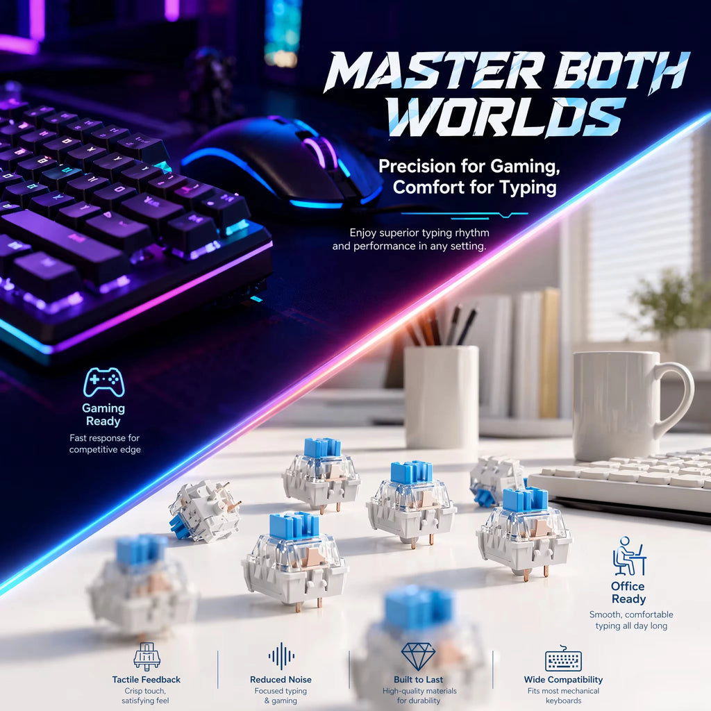 Three Pin Tactile Keyboard Switch Sturdy Plastic Key Clicker Key Replacement Parts for Mechanical Keyboard Servicing Accessories