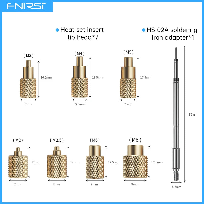 FNIRSI HS-02A Soldering Iron with Heat Insert Nut Tool Kit M2-M8 Embedded Internal Thread Nut and C245 Iron Tip for 3D Printer
