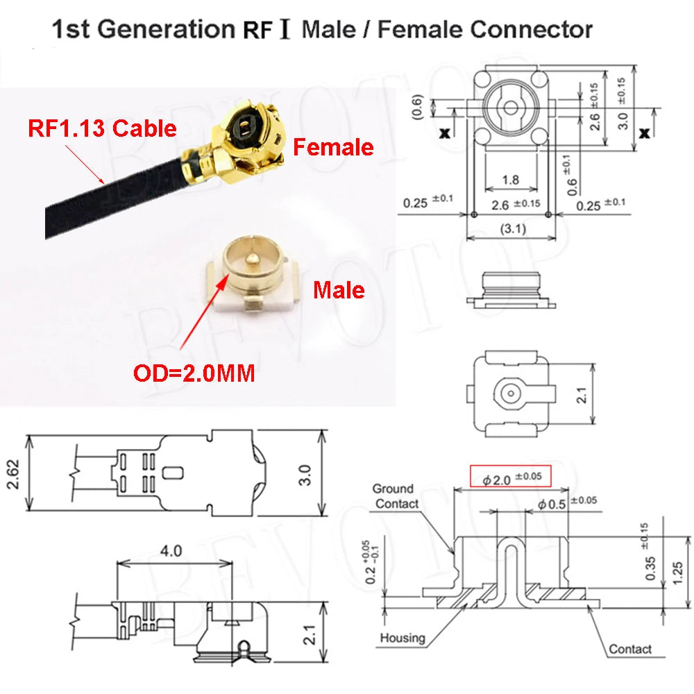 5Pcs/Lot U.fl IPX-1 Male to IPX-1 Male/Female Connector RF1.13 Pigtail Cable RF Coaxial WIFI Antenna Extension Cord Jumper