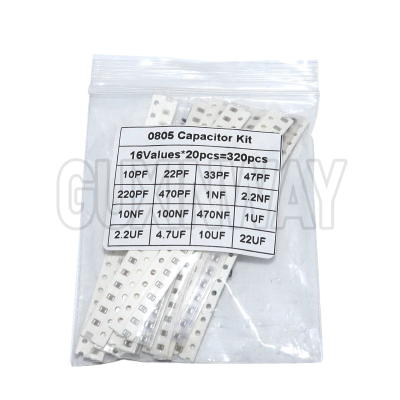 320PCS 720PCS 0603 0805 1206 SMD Capacitor Kit Assorted Kit 16/36/Values 1PF ~ 1UF