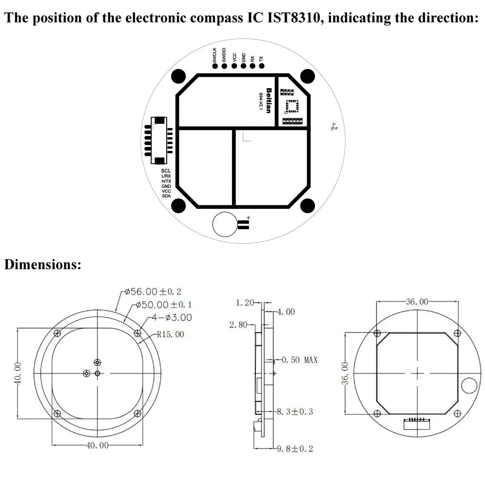 Beitian GPS Module BE-180 BE-220 BE-250 BE-280 BE-450 with Antenna M10 GNSS Ultra-low Power GNSS Receiver for Vehicle Drones