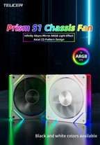 TEUCER Prism  ARGB PC Fan 12cm Computer Case Fan Kit Water Cooler 4pin PWM 5V 3PIN Cooling Fans