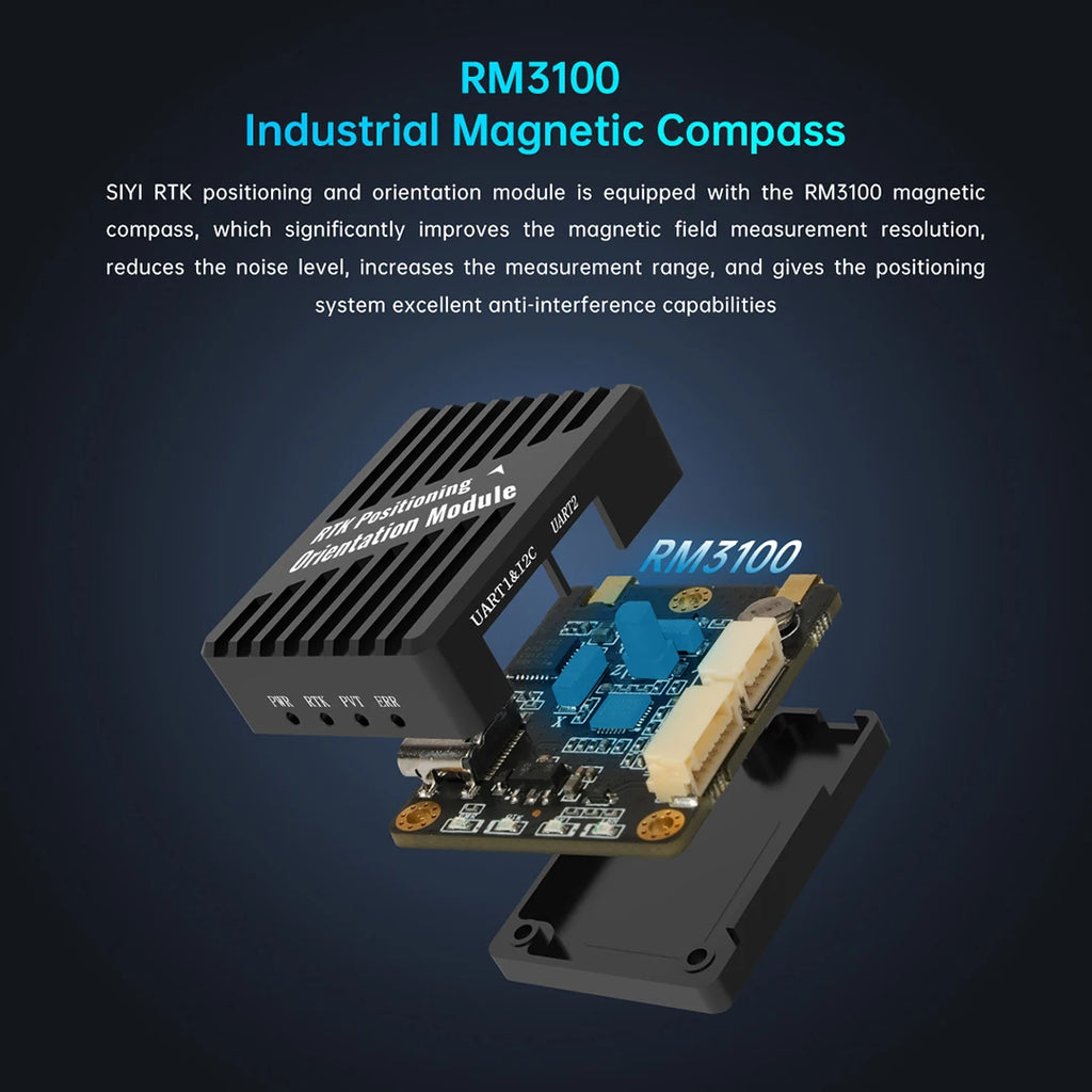 SIYI RTK Positioning and Orientation Module with RM3100 Industrial Magnetic Compass Single-Module Dual-Antenna Orientation