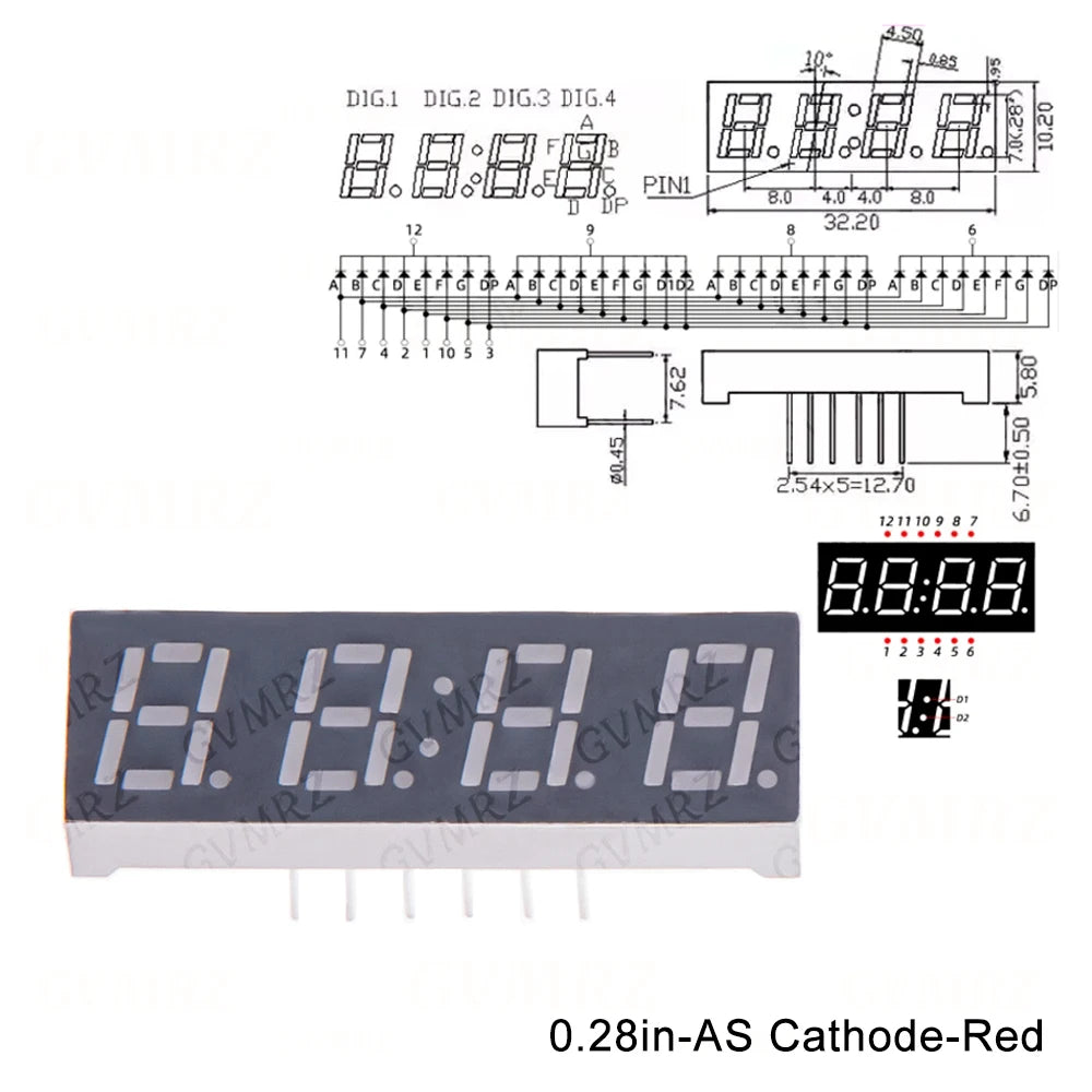 2PCS/5PCS Digital tube Common AnodeCathode Red 1 2 3 4 Bit digital Tube 0.28inch LED Display 7 segment