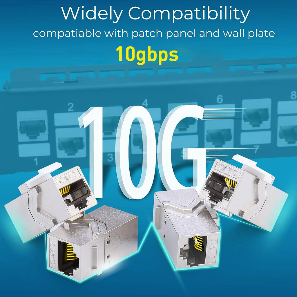 ZoeRax 1Pcs RJ45 Coupler Keystone Jack Cat7 Cat6a 10G Support, Female Keystone STP 10 Gbps for Wall Plate and Patch Panel