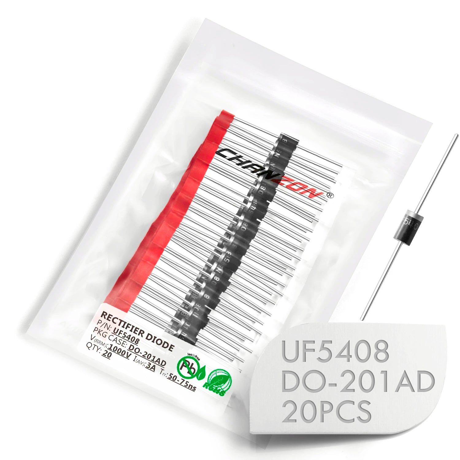 6 Values 100% Original Ultra Fast Recovery Rectifier Diode UF4004 UF4005 UF4007 UF5402 UF5404 UF5408 DO-41 DO-201AD Axial Diodes