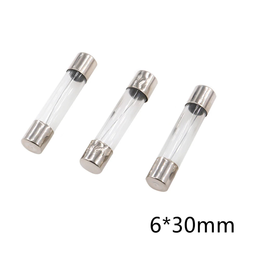 10pcs/lot Glass Fuse 5*20mm 6*30mm Fast Blow Glass Tube Fuses 5x20 6x30mm 250V 0.5 1 2 3 4 5 6 8 10 15 20 25 30 A AMP Fuse