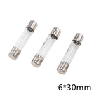 10pcs/lot Glass Fuse 5*20mm 6*30mm Fast Blow Glass Tube Fuses 5x20 6x30mm 250V 0.5 1 2 3 4 5 6 8 10 15 20 25 30 A AMP Fuse