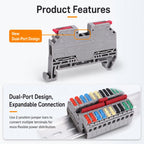 DIN Rail Terminal Block 2.5mm2 Lever Quick Connect Push In Electrical Wire Connector Feed Through Distribution Terminal Strip