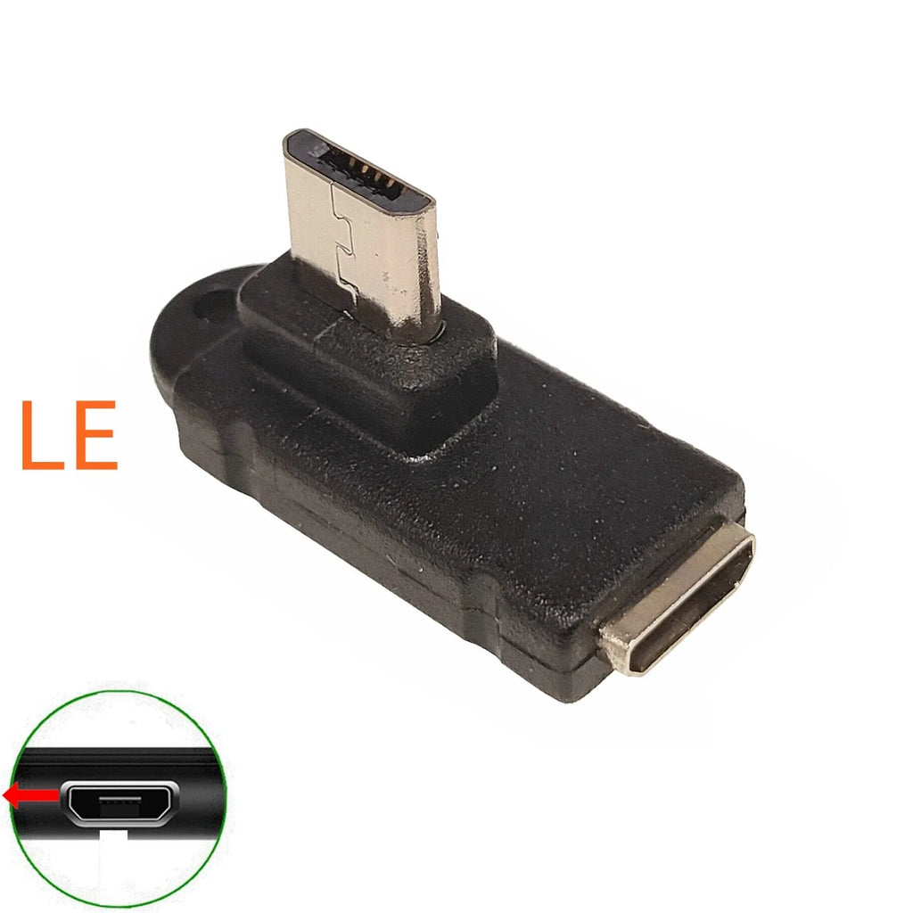Micro USB data adapter male female USB connector, female male 5-pin Micro USB connector, left and right corners, 90 degrees