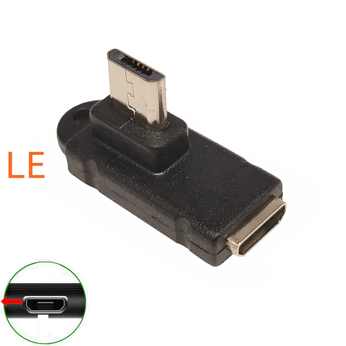 Micro USB data adapter male female USB connector, female male 5-pin Micro USB connector, left and right corners, 90 degrees