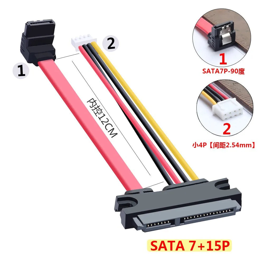 XH2.54&PH2.0 SATA Female Combo 7+15 Pin Data Cable And Power To SATA 7Pin+4 Pin Molex Serial ATA Lead Cable Power Adapter 30cm