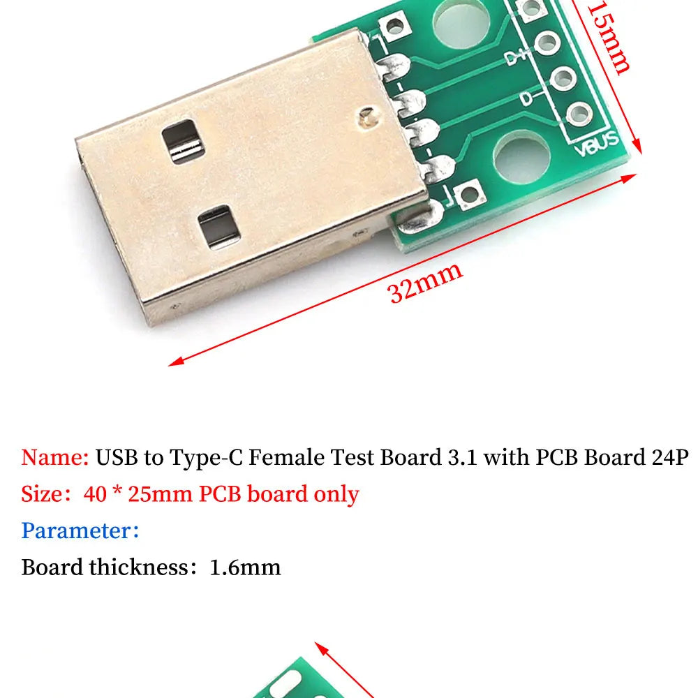Micro Mini USB USB A Male USB 2.0 3.0 A Female USB B Connector Interface to 2.54mm DIP PCB Converter Adapter Breakout Board
