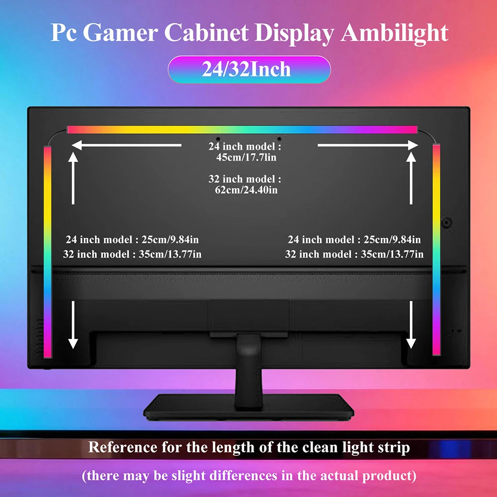 RGB Screen Backlight Strip Light 5V USB Bluetooth 24Keys Remote Kit Music Sycn Atmosphere APP Dreamy for Party Gaming Room Decor