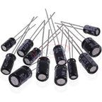 120/200/500pcs Radial Capacitors Set 12 15 24 Values 16V 25V 50V 0.1uF-1000uF Electrolytic Capacitor Assortment Kit Box