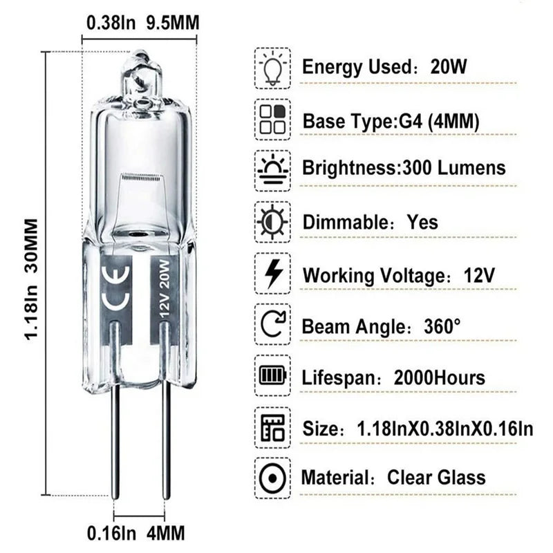 1/5/10PCS G4 12V 5W 10W 20W 35W 50W LED Lamp Bulbs Inserted Beads Crystal Lamp Halogen Bulb Eco Halogen Light Bulbs Capsule