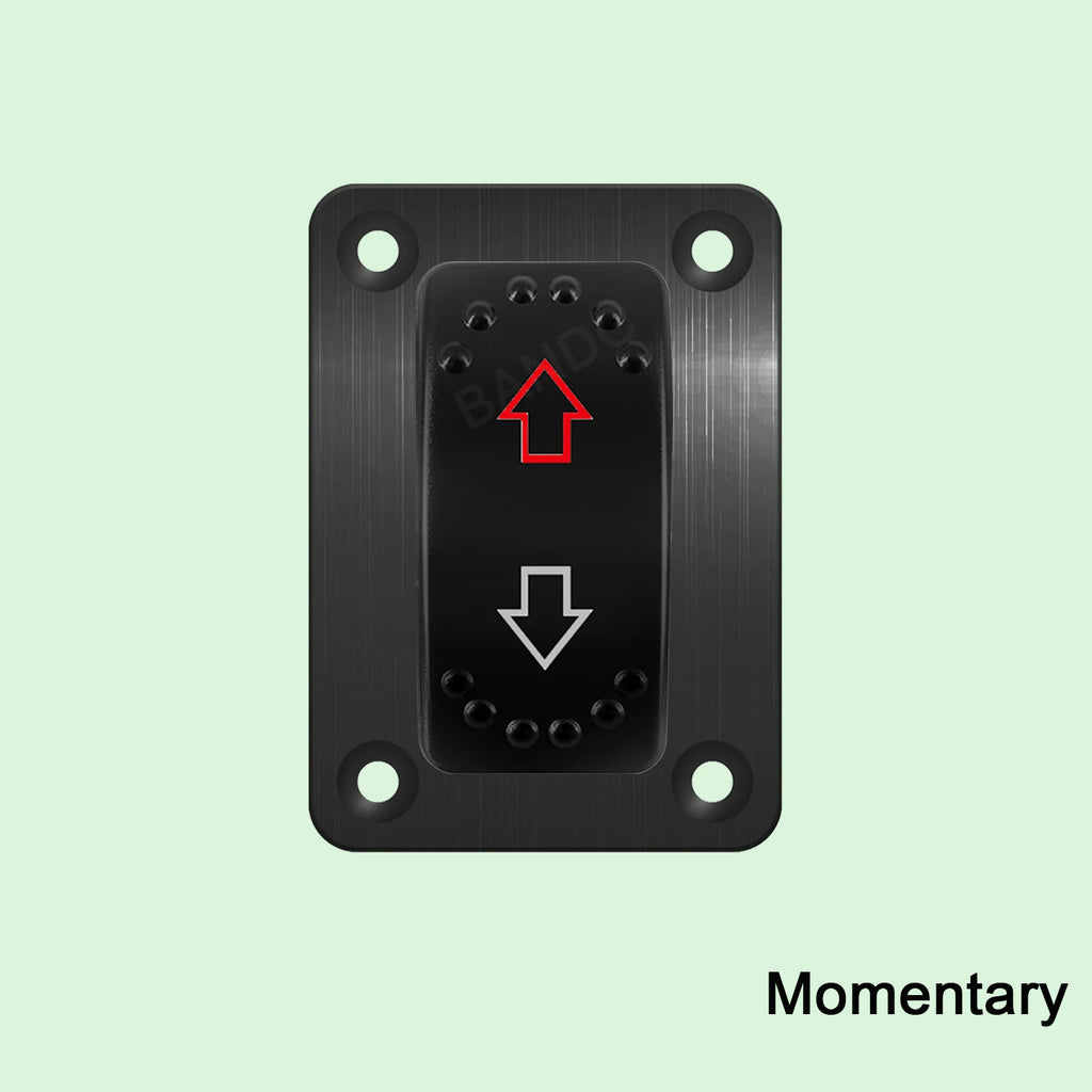 UP DOWN ARROWS Momentary Rocker Switch 7P (ON)-OFF-(ON) DPDT Retractive Switch + Wires for Car Boat Marine Vehicle Yacht Ship