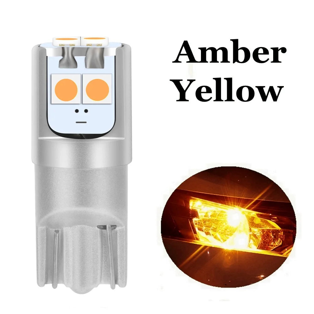 2PCS T10 W5W Super Bright High Quality LED Parking Lights Car Dome Reading Lamps WY5W Auto Turn Side Bulbs Warm White Red Yellow