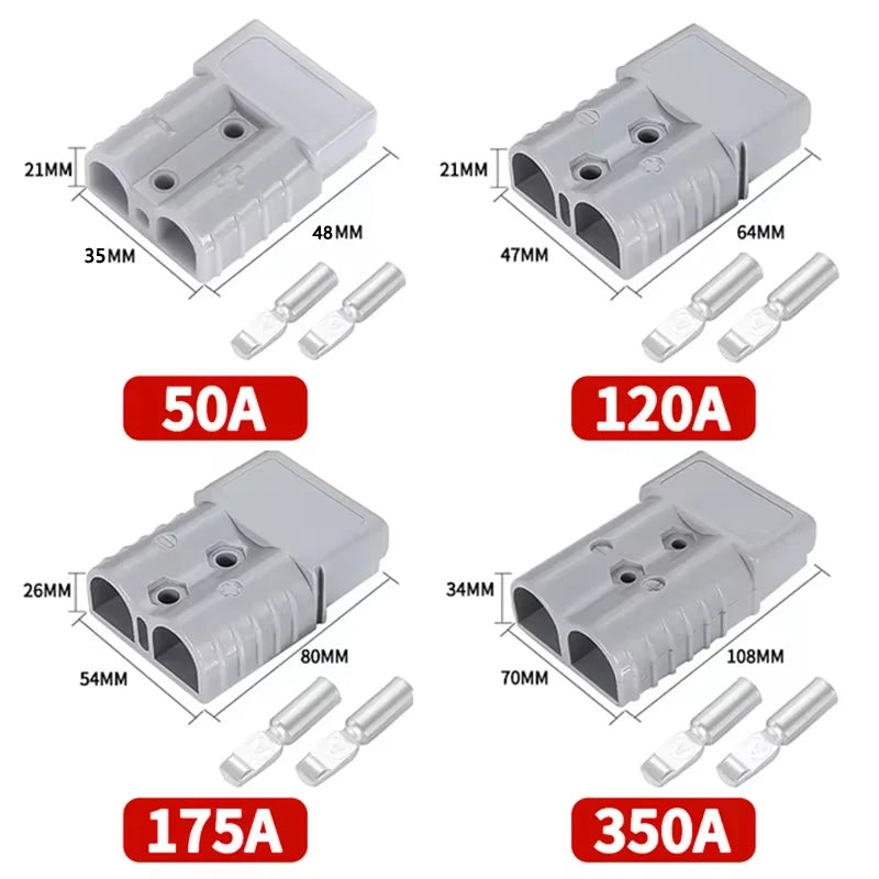 50A 120A 175A 350A 600V Double Pole Quick Connect Disconnect Connector DC Power Wire Harness Plug for Inverter, Car, Solar Carav