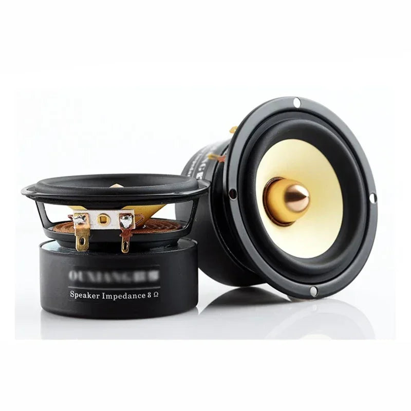 3 Inch Car Power Tweeters, HIFI Full Range Speaker Bass Loudspeaker, Yellow Paper Cone, 10-25W, 4/8 ohms, with Magnet