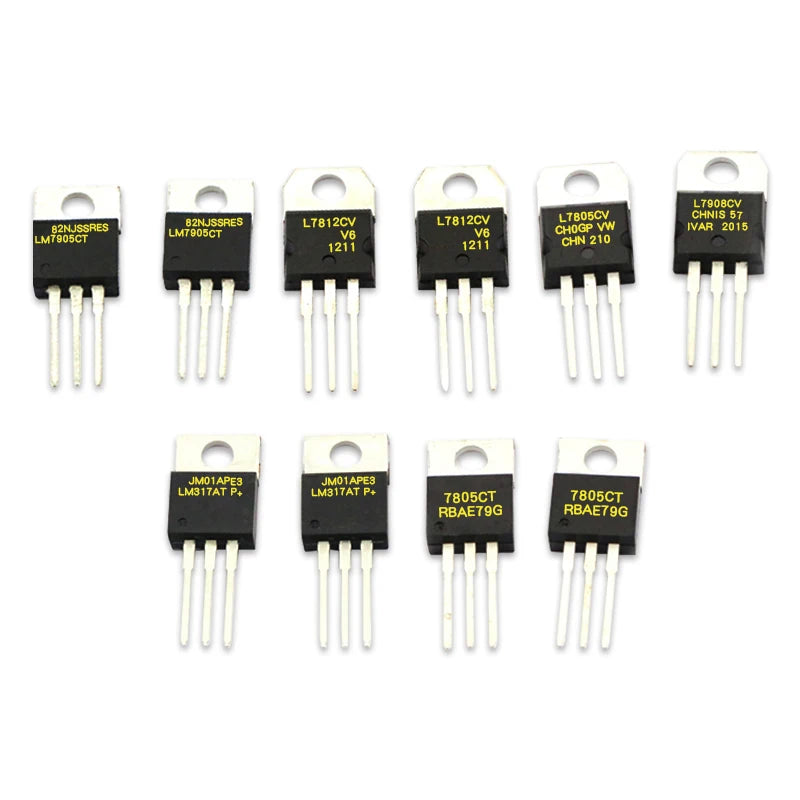 10Pcs LM7805CT CJ78M05 LM317BTG LM7905CT LM317T L7812CV LM317AT L7915CV TO220 L7805CD2T Voltage Regulator IC 5V 1.5A TO-220