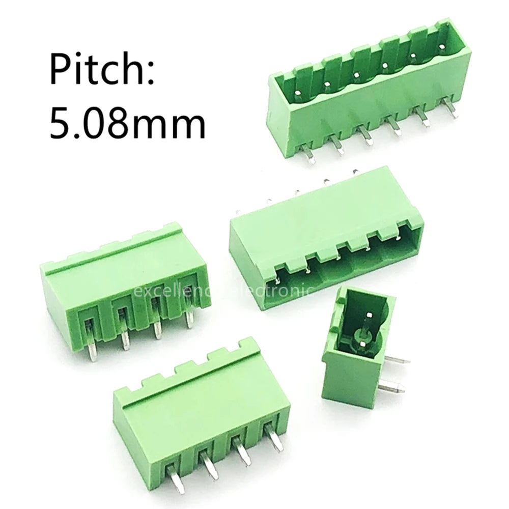 5PCS 2EDG 2/3/4/5/6/7/8/9/10/12 PIN Plug-in Seal Straight/Curved Needle PCB Terminal Block 5.08mm Male Header Wire Connector