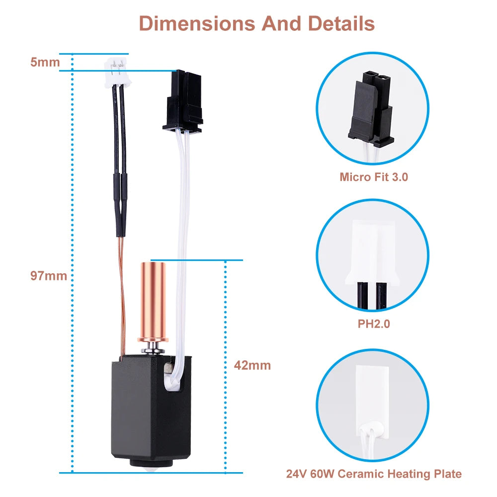 Upgrade Hotend Kit for Anycubic Kobra2 Thermistor Heater Cartridge 0.4mm Print Hot End for Kobra 2 Plus/Neo/Kobra 2 3D Printer