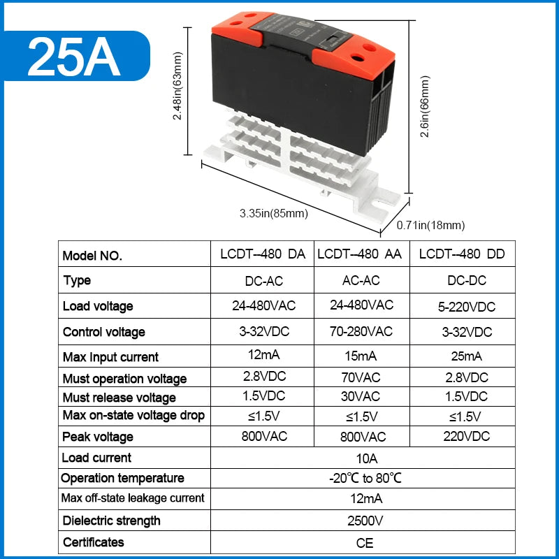LCTC 10A 25A 40A DIN Rail Solid State Relay Single Phase SSR With Heatsink DC Control AC/ AC Control AC/ DC Control DC