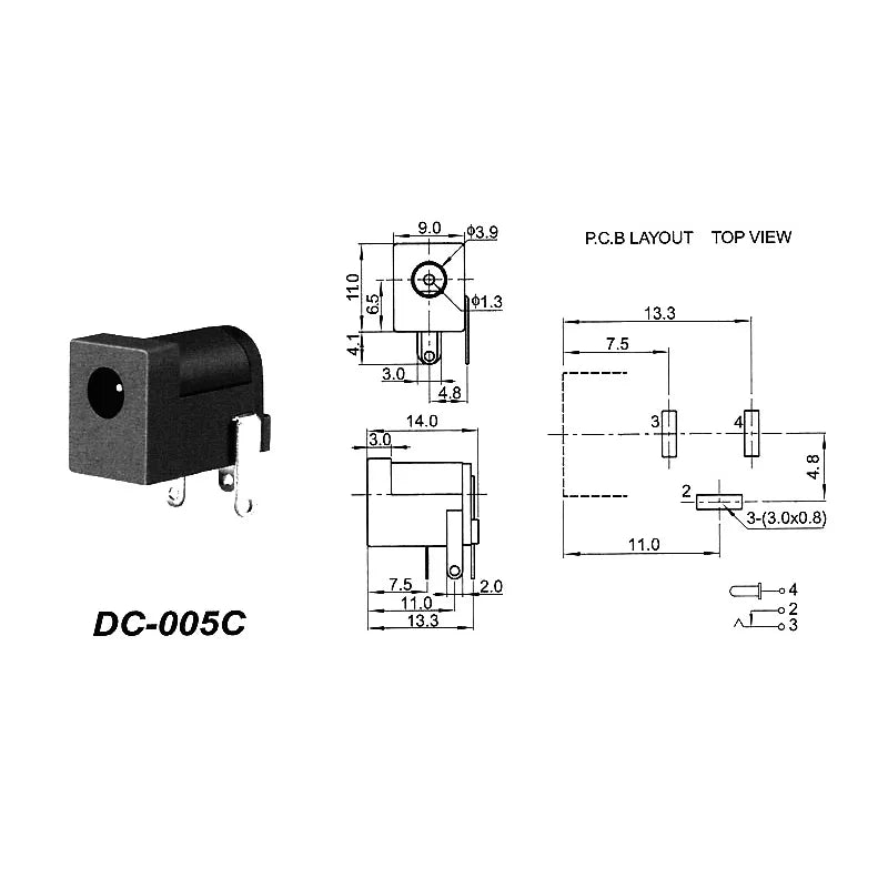 DC002/004/DC005/015 Power Socket 3.5x1.3mm 5.5x2.1mm 5.5x2.5mm DC Power Socket USB Three-Leg Direct Plug Socket Female Connector