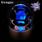Pokemon Crystal Ball 3D Mewtwo Pikachu Gengar Pokeball 3D Night Light Lamp Glass Statue Pokemon Crystal Ball Birthday Gift
