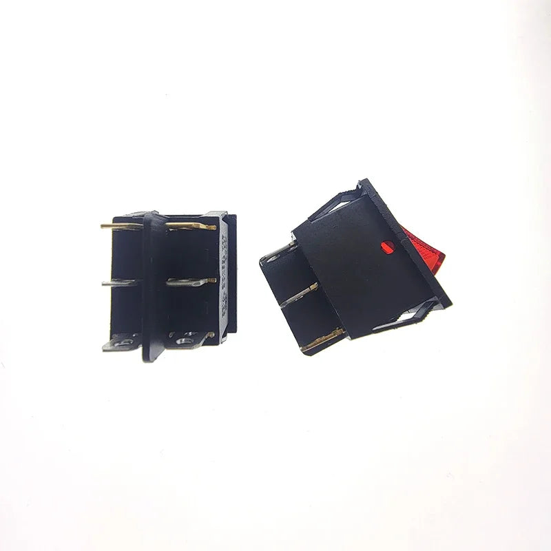 2Pcs KCD2 Double Boat Rocker Switch 6 Pin On-Off Position with Green Red Lights 20A 125VAC/16A 250V - Black No Light Option
