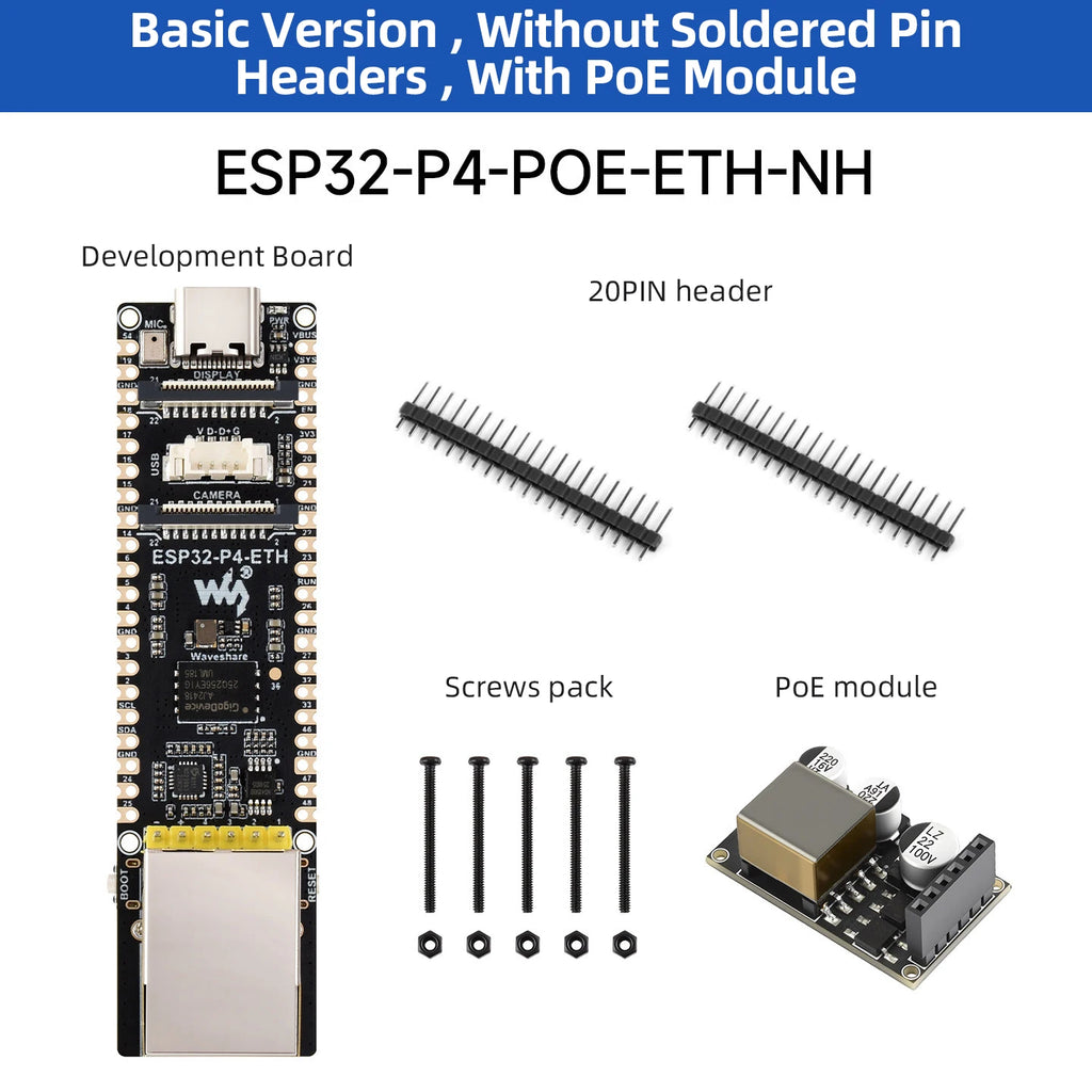 ESP32-P4-ETH RISC-V MCU 32MB PSRAM 32MB Flash Development Board with 100 Mbps RJ45 Ethernet Port Supports AI Speech Interaction