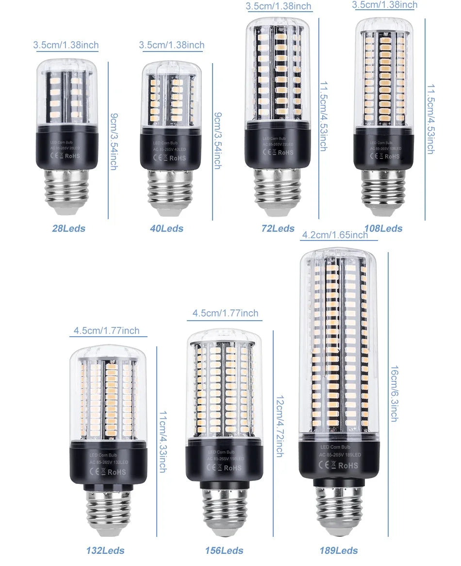 30W LED E27/E26 Corn Light Bulb E14 Chandelier Lamp B22 Ceiling Bulbs AC 85-265V No Flicker For Home Living Room Cold/Warm White