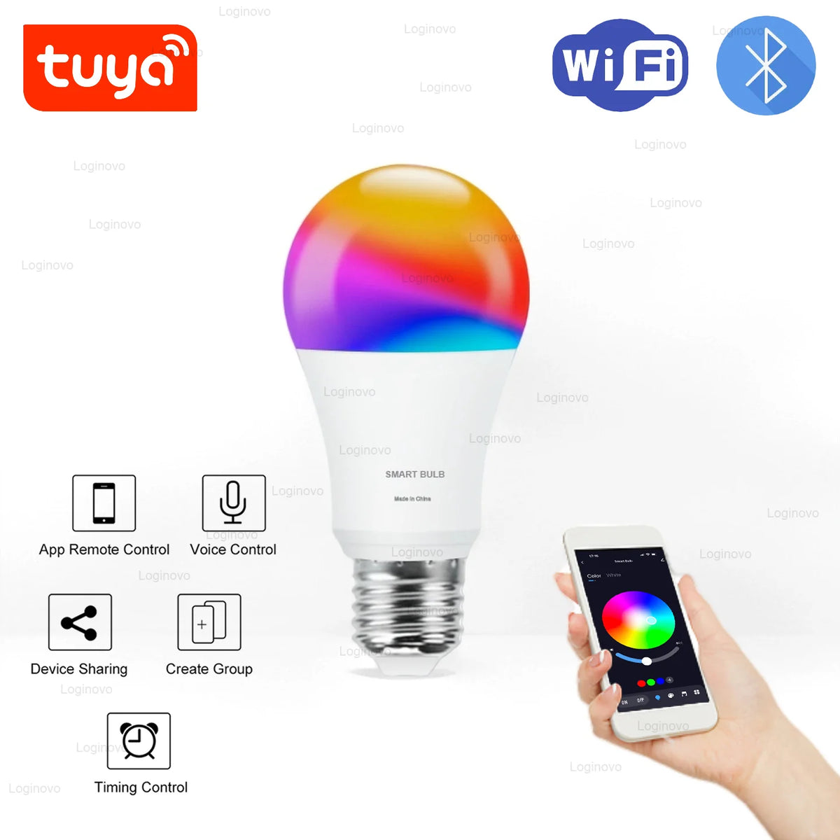 Bluetooth/WiFi LED Light Bulb E27 15W 20W 110V 220V RGB RGBCW Dimmable Led Bulbs Led Lamp For Alexa Google Home Tuya Smart Life