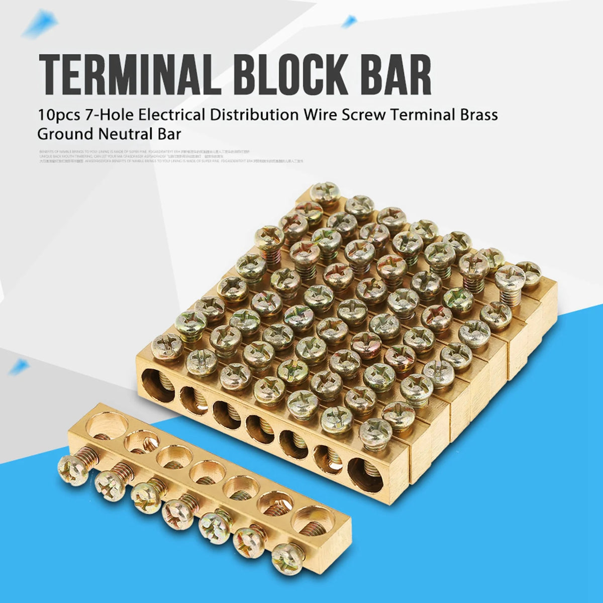 Ground Bar 7‑Hole Electrical Distribution Wire Screw Terminal Brass Ground Neutral Bar Terminal Bar