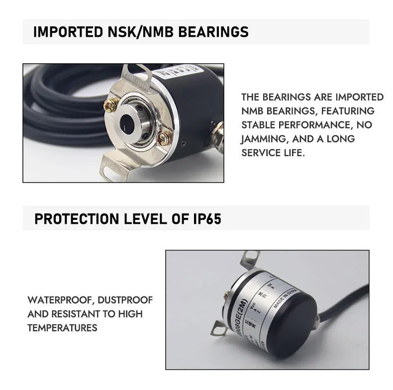 38mm Incremental Rotary Encoder 8mm Half Hollow Shaft Photoelectric Optical Switch 5-24VDC E40H8 Rotary Encoder