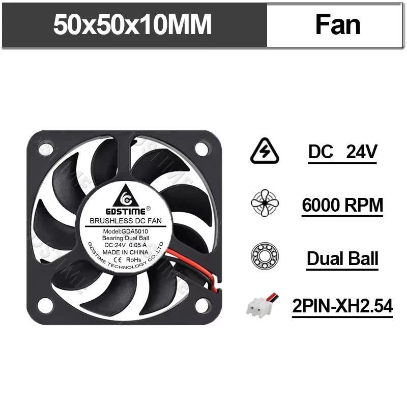 Gdstime Brushless Turbo Fan 24V Dual Ball 30mm 40mm 50mm For 3D Printer Fan DC Blower Cooling Fan 3010 4010 4020 5015 Clooer