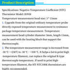 1M/2M HT-NTC100K Thermistor Temperature Sensor For High Temperature Filament 350 Degrees Hotend Kit B3950 For 3D Printer Parts