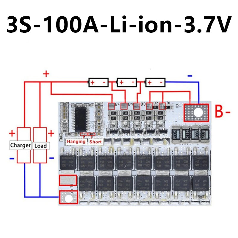 3S 4S 5S 100A BMS Protection Board with Balance for Li-ion /LiFePO4 Battery 18650 Power Bank UPS Solar DIY E-bike Charger Module
