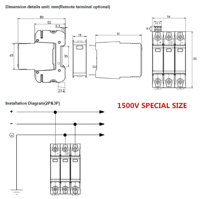 GEYA GSP9 DC Surge Protector PV SPD 600V 1000V 20KA 40KA SPD 2P 3P Surge Protective Device Lightning Protection