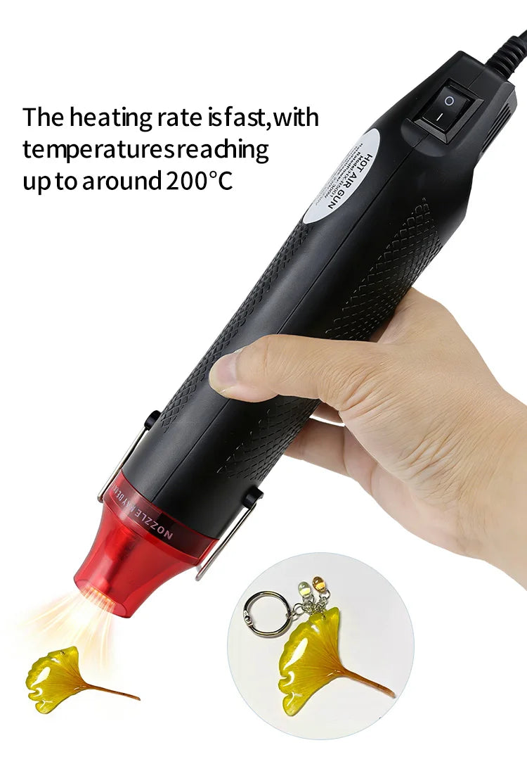 110V/220V Mini Heat Gun Hot Air Gun for Crafts Epoxy Resin Shrink Wraping, US/EU Plug, Multiple Colors Available