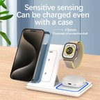 LED Fast Wireless Charger Stand 3 in 1 Foldable Charging Station For iPhone 17 16 15 14 13 12 Apple Watch 9 8 7 6 5 Airpods Pro