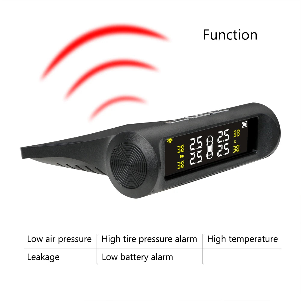 Temperature Warning Fuel Save Tire Pressure Monitoring System Solar TPMS With 4 External Sensors Car Tyre Pressure Monitor